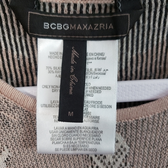 NWOT BCBGMaxAzria pink & black Karlie jacquard lace silk bodycon dress Medium - Picture 4 of 7